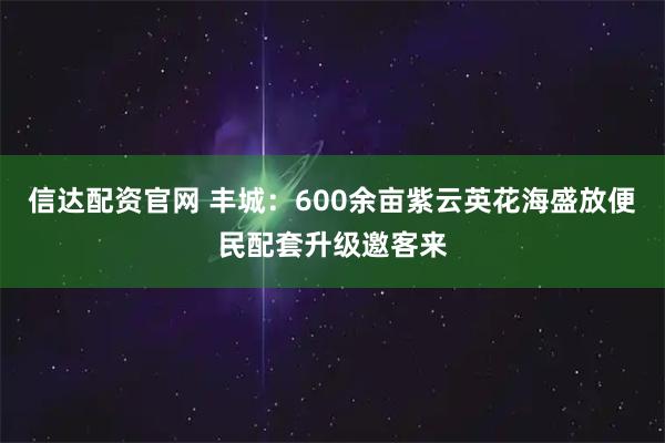 信达配资官网 丰城：600余亩紫云英花海盛放便民配套升级邀客来